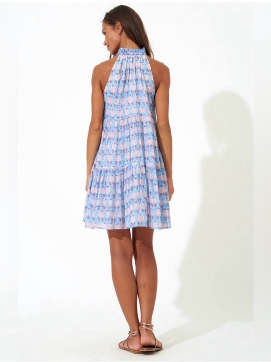 NEW Oliphant Sleeveless Tiered Short Dress, Kerala blue/pink Sz: Medium - Picture 2 of 8